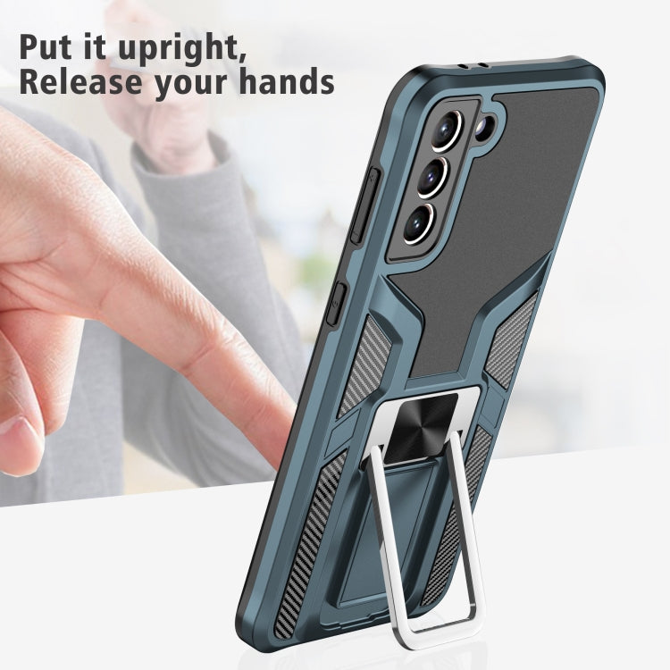 For Samsung Galaxy S21+ 5G Armor 2 in 1 PC + TPU Magnetic Shockproof Case with Foldable Holder