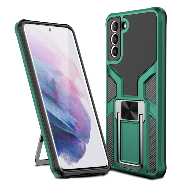 For Samsung Galaxy S21+ 5G Armor 2 in 1 PC + TPU Magnetic Shockproof Case with Foldable Holder