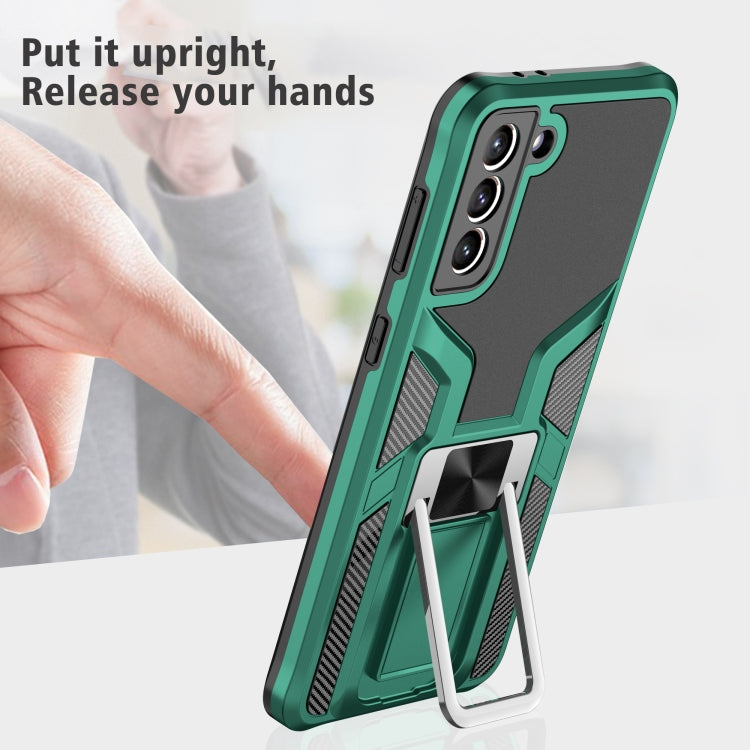 For Samsung Galaxy S21+ 5G Armor 2 in 1 PC + TPU Magnetic Shockproof Case with Foldable Holder