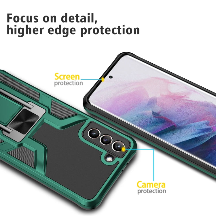 For Samsung Galaxy S21+ 5G Armor 2 in 1 PC + TPU Magnetic Shockproof Case with Foldable Holder
