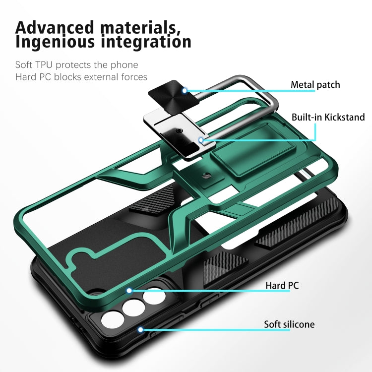 For Samsung Galaxy S21+ 5G Armor 2 in 1 PC + TPU Magnetic Shockproof Case with Foldable Holder