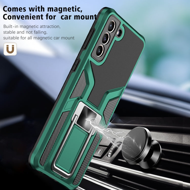 For Samsung Galaxy S21+ 5G Armor 2 in 1 PC + TPU Magnetic Shockproof Case with Foldable Holder