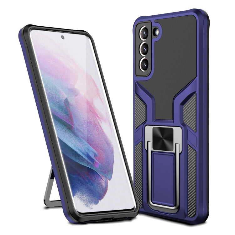 For Samsung Galaxy S21+ 5G Armor 2 in 1 PC + TPU Magnetic Shockproof Case with Foldable Holder