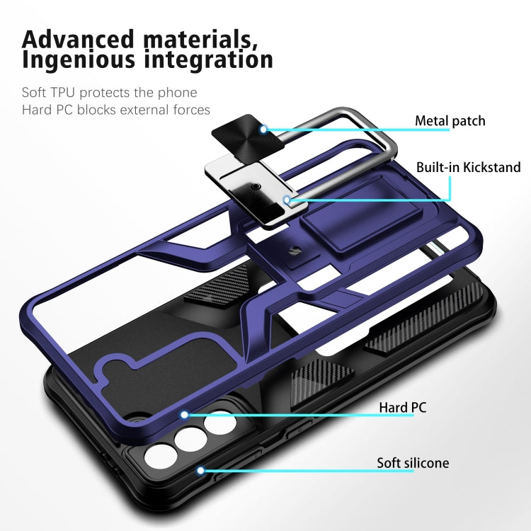 For Samsung Galaxy S21+ 5G Armor 2 in 1 PC + TPU Magnetic Shockproof Case with Foldable Holder