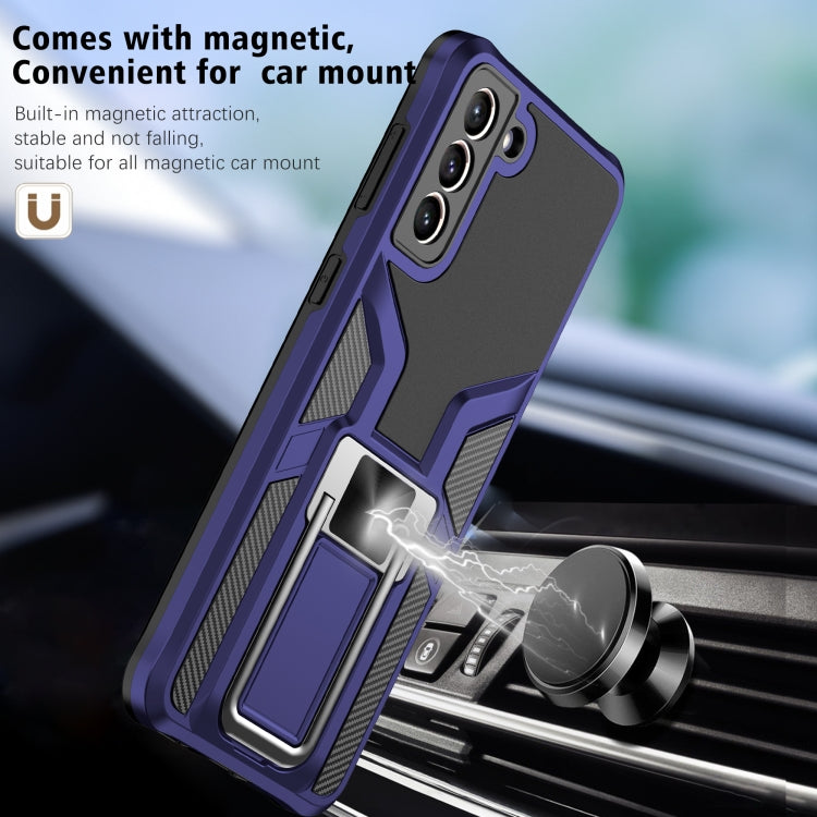 For Samsung Galaxy S21+ 5G Armor 2 in 1 PC + TPU Magnetic Shockproof Case with Foldable Holder
