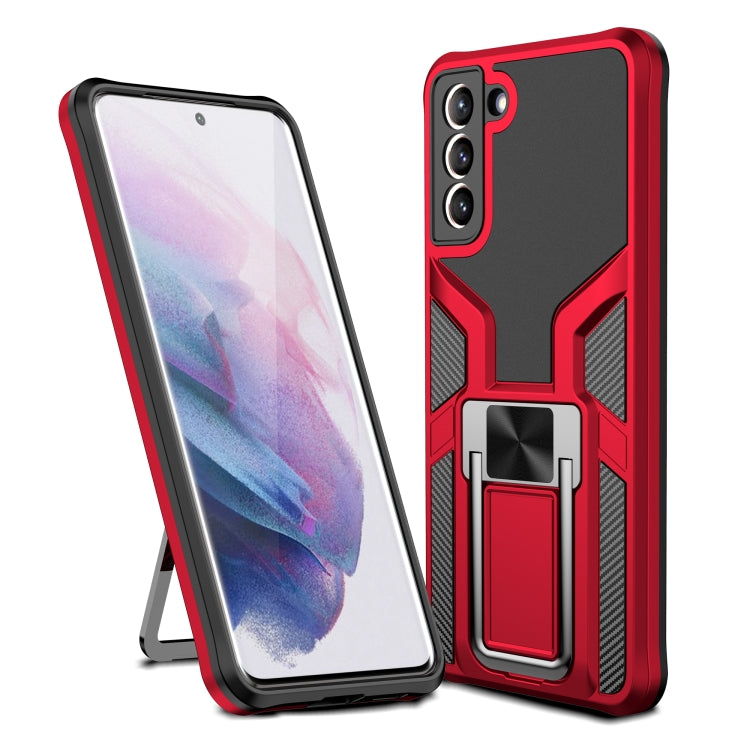 For Samsung Galaxy S21+ 5G Armor 2 in 1 PC + TPU Magnetic Shockproof Case with Foldable Holder