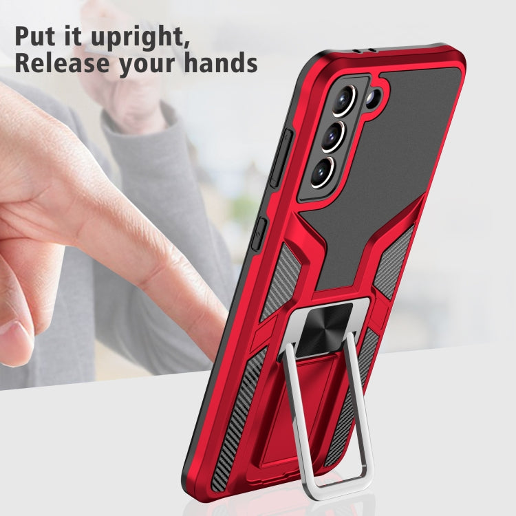 For Samsung Galaxy S21+ 5G Armor 2 in 1 PC + TPU Magnetic Shockproof Case with Foldable Holder