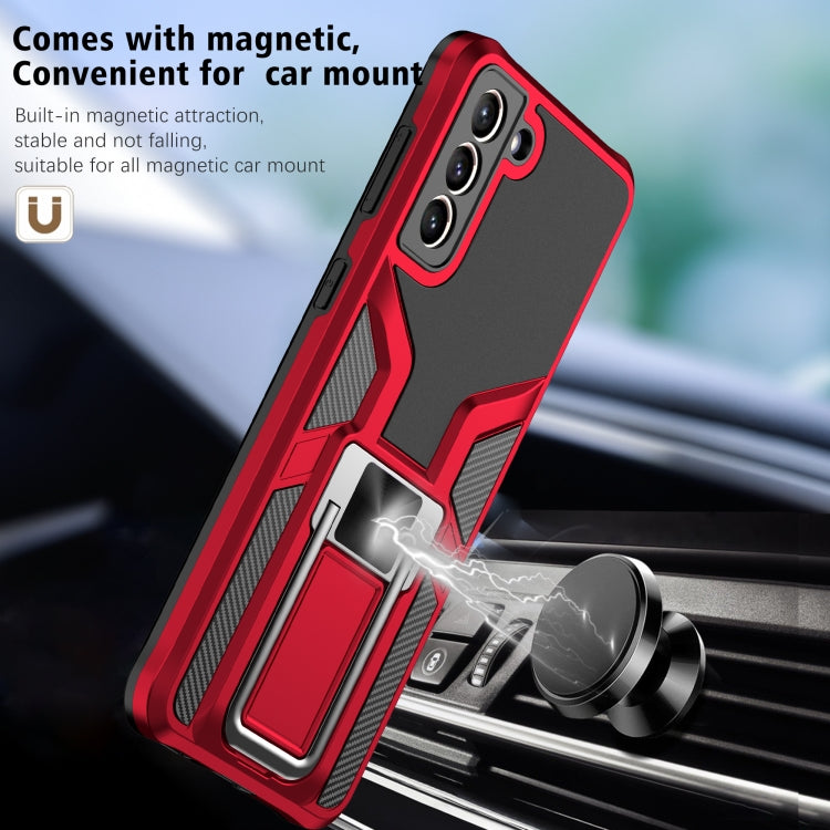 For Samsung Galaxy S21+ 5G Armor 2 in 1 PC + TPU Magnetic Shockproof Case with Foldable Holder