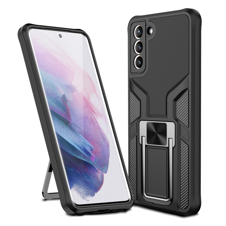 For Samsung Galaxy S21+ 5G Armor 2 in 1 PC + TPU Magnetic Shockproof Case with Foldable Holder