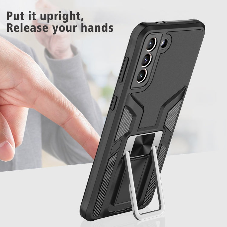 For Samsung Galaxy S21+ 5G Armor 2 in 1 PC + TPU Magnetic Shockproof Case with Foldable Holder