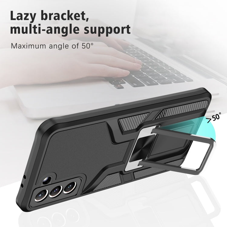 For Samsung Galaxy S21+ 5G Armor 2 in 1 PC + TPU Magnetic Shockproof Case with Foldable Holder