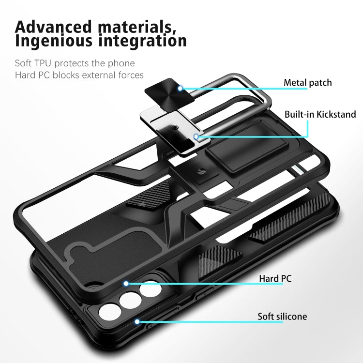 For Samsung Galaxy S21+ 5G Armor 2 in 1 PC + TPU Magnetic Shockproof Case with Foldable Holder