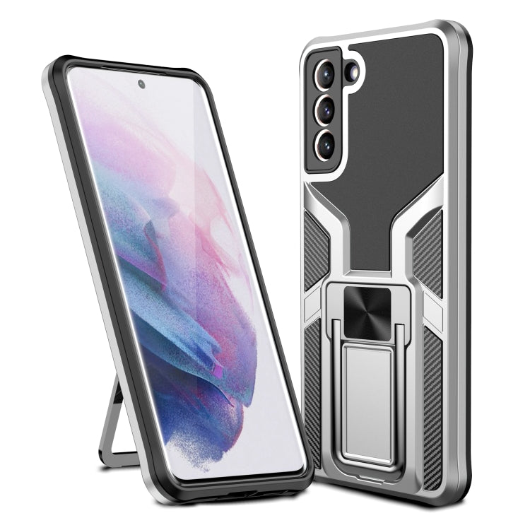 For Samsung Galaxy S21+ 5G Armor 2 in 1 PC + TPU Magnetic Shockproof Case with Foldable Holder