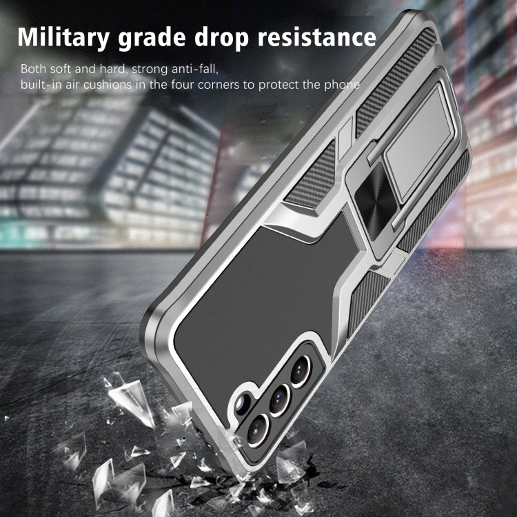 For Samsung Galaxy S21+ 5G Armor 2 in 1 PC + TPU Magnetic Shockproof Case with Foldable Holder