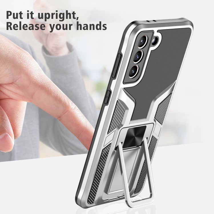 For Samsung Galaxy S21+ 5G Armor 2 in 1 PC + TPU Magnetic Shockproof Case with Foldable Holder