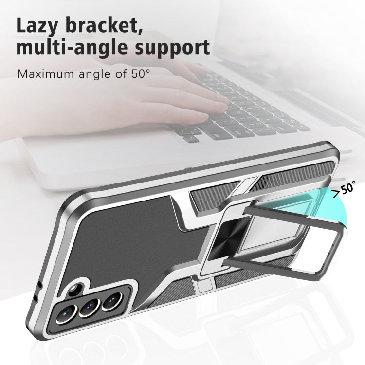For Samsung Galaxy S21+ 5G Armor 2 in 1 PC + TPU Magnetic Shockproof Case with Foldable Holder