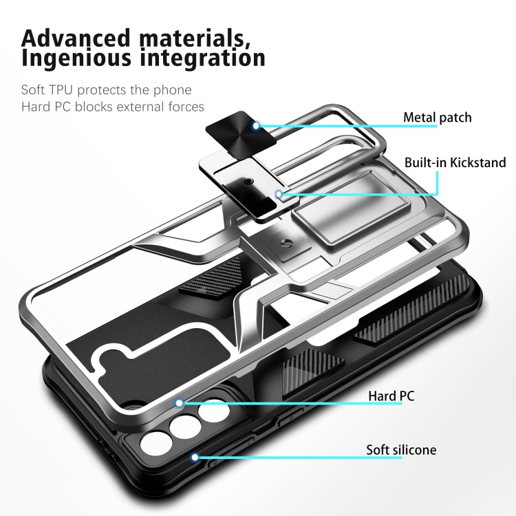 For Samsung Galaxy S21+ 5G Armor 2 in 1 PC + TPU Magnetic Shockproof Case with Foldable Holder