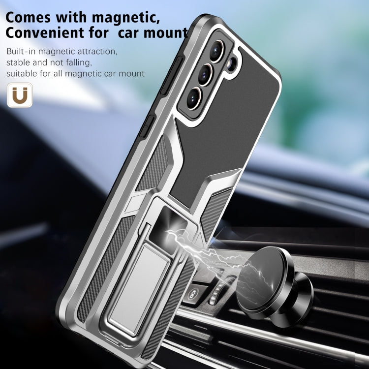 For Samsung Galaxy S21+ 5G Armor 2 in 1 PC + TPU Magnetic Shockproof Case with Foldable Holder
