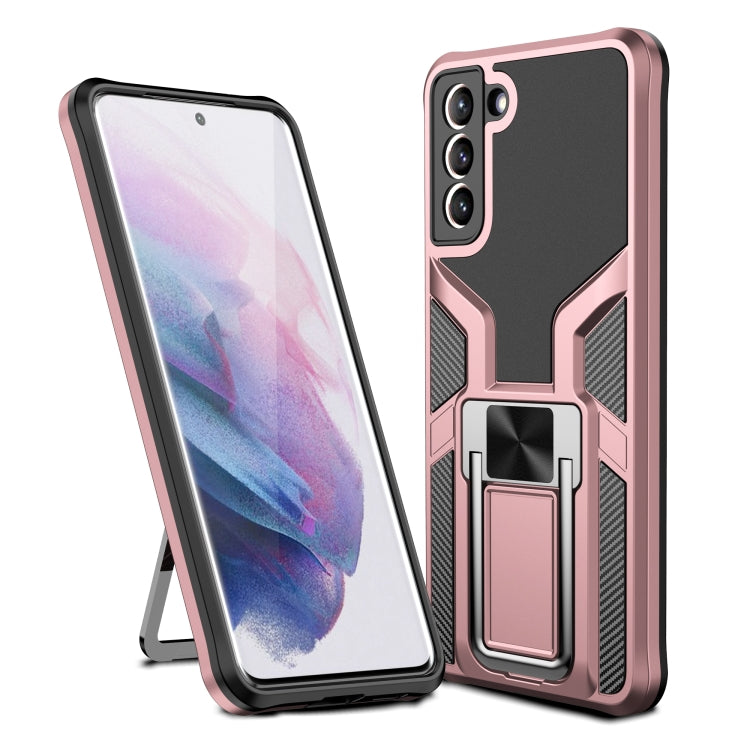 For Samsung Galaxy S21+ 5G Armor 2 in 1 PC + TPU Magnetic Shockproof Case with Foldable Holder