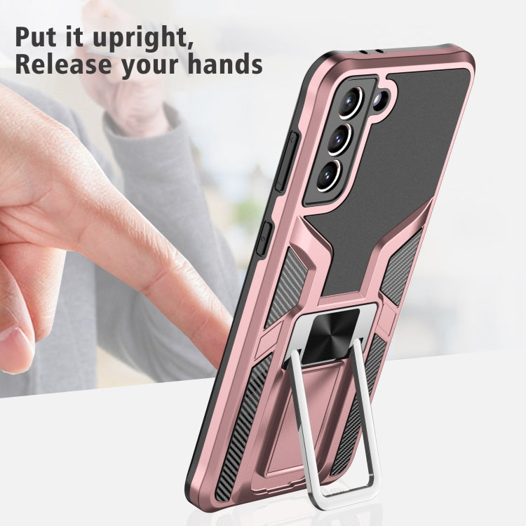 For Samsung Galaxy S21+ 5G Armor 2 in 1 PC + TPU Magnetic Shockproof Case with Foldable Holder