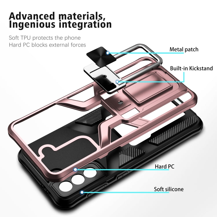 For Samsung Galaxy S21+ 5G Armor 2 in 1 PC + TPU Magnetic Shockproof Case with Foldable Holder