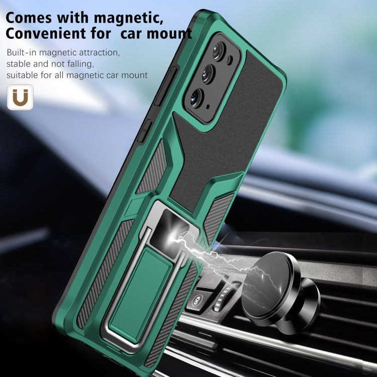 For Samsung Galaxy Note20 Armor 2 in 1 PC + TPU Magnetic Shockproof Case with Foldable Holder