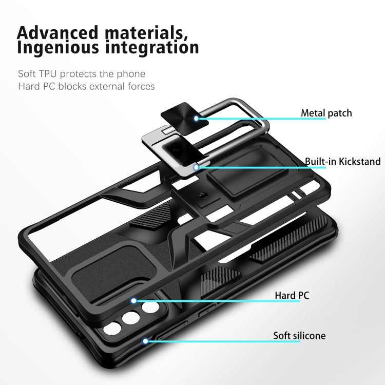For Samsung Galaxy Note20 Armor 2 in 1 PC + TPU Magnetic Shockproof Case with Foldable Holder