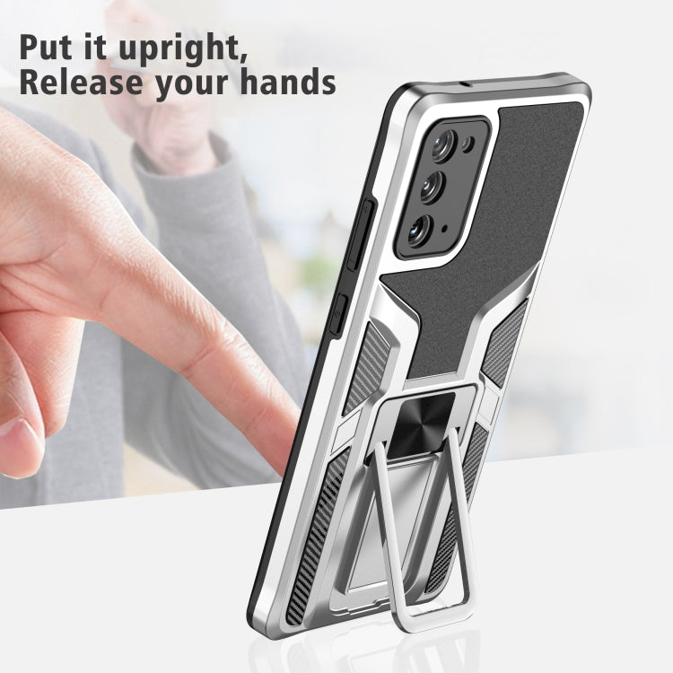 For Samsung Galaxy Note20 Armor 2 in 1 PC + TPU Magnetic Shockproof Case with Foldable Holder