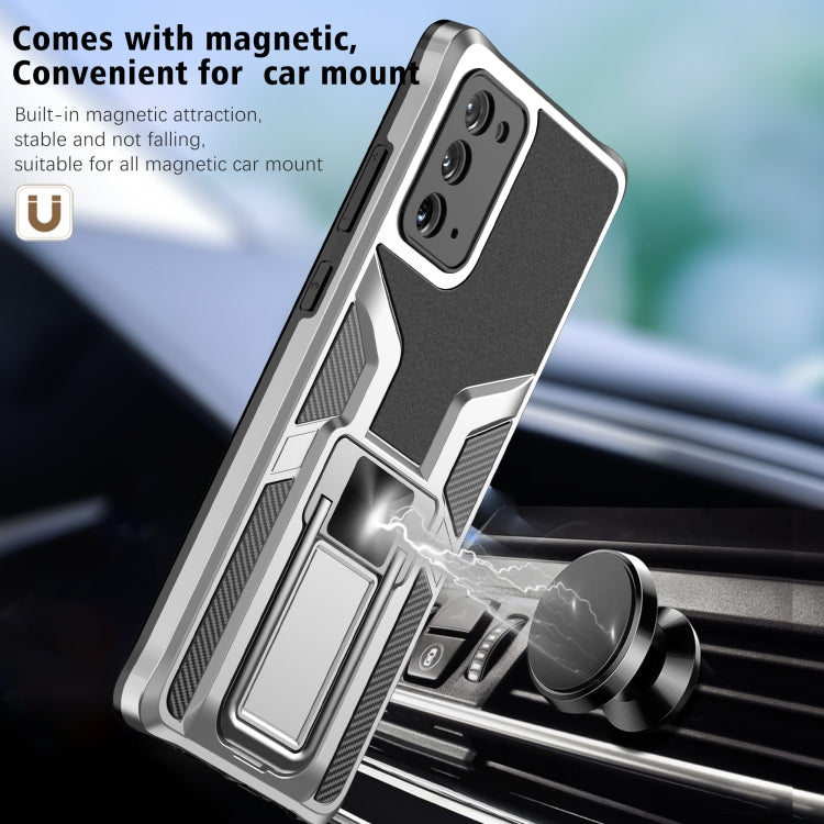 For Samsung Galaxy Note20 Armor 2 in 1 PC + TPU Magnetic Shockproof Case with Foldable Holder