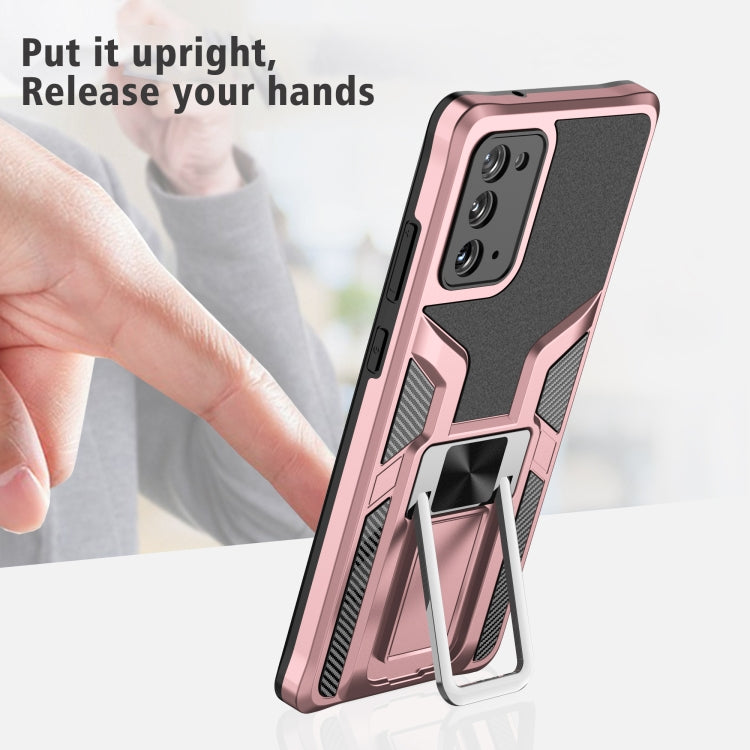 For Samsung Galaxy Note20 Armor 2 in 1 PC + TPU Magnetic Shockproof Case with Foldable Holder