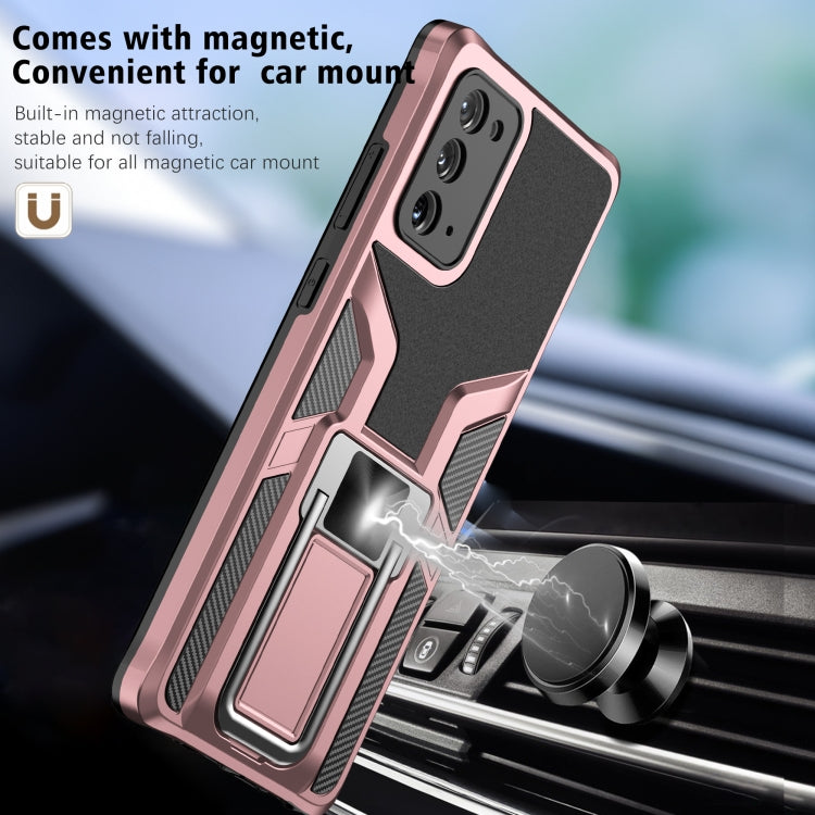 For Samsung Galaxy Note20 Armor 2 in 1 PC + TPU Magnetic Shockproof Case with Foldable Holder
