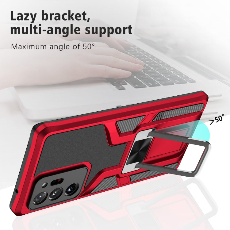For Samsung Galaxy Note20 Ultra Armor 2 in 1 PC + TPU Magnetic Shockproof Case with Foldable Holder