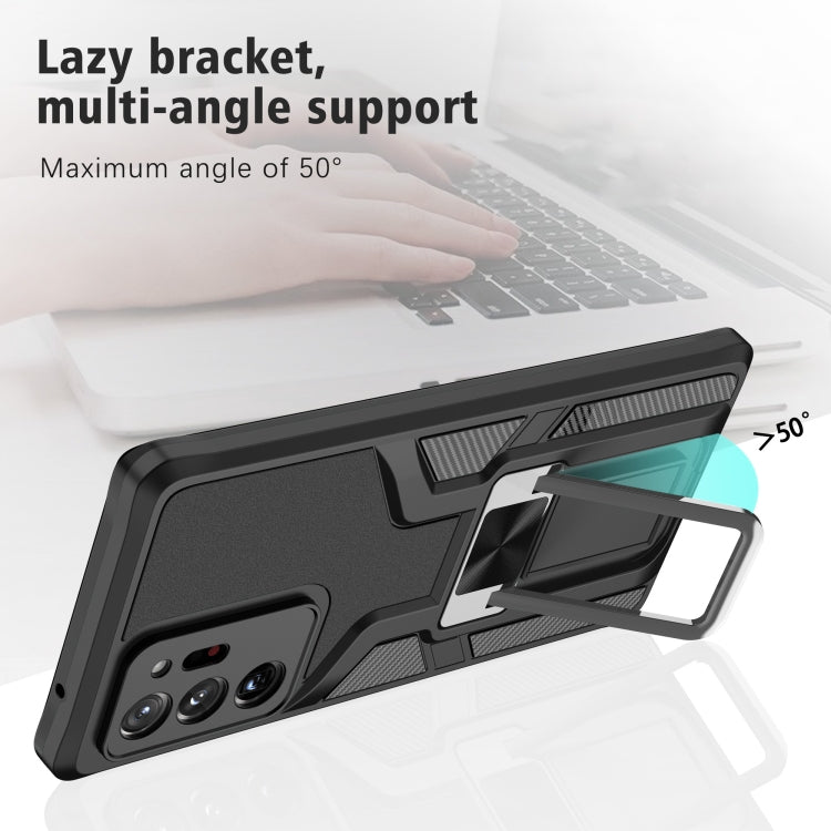 For Samsung Galaxy Note20 Ultra Armor 2 in 1 PC + TPU Magnetic Shockproof Case with Foldable Holder