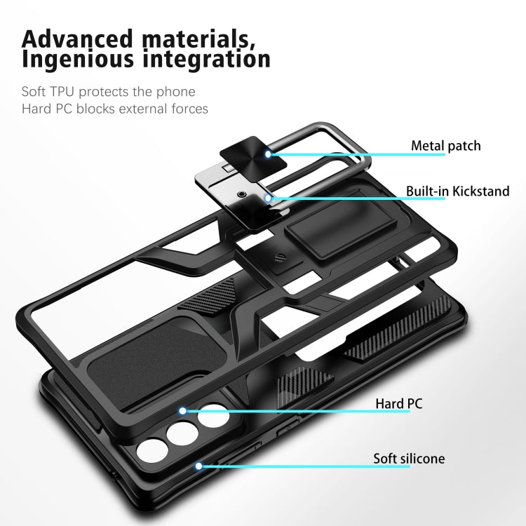 For Samsung Galaxy Note20 Ultra Armor 2 in 1 PC + TPU Magnetic Shockproof Case with Foldable Holder