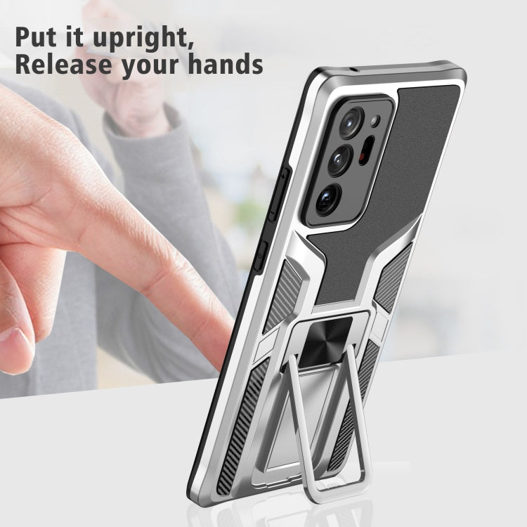 For Samsung Galaxy Note20 Ultra Armor 2 in 1 PC + TPU Magnetic Shockproof Case with Foldable Holder