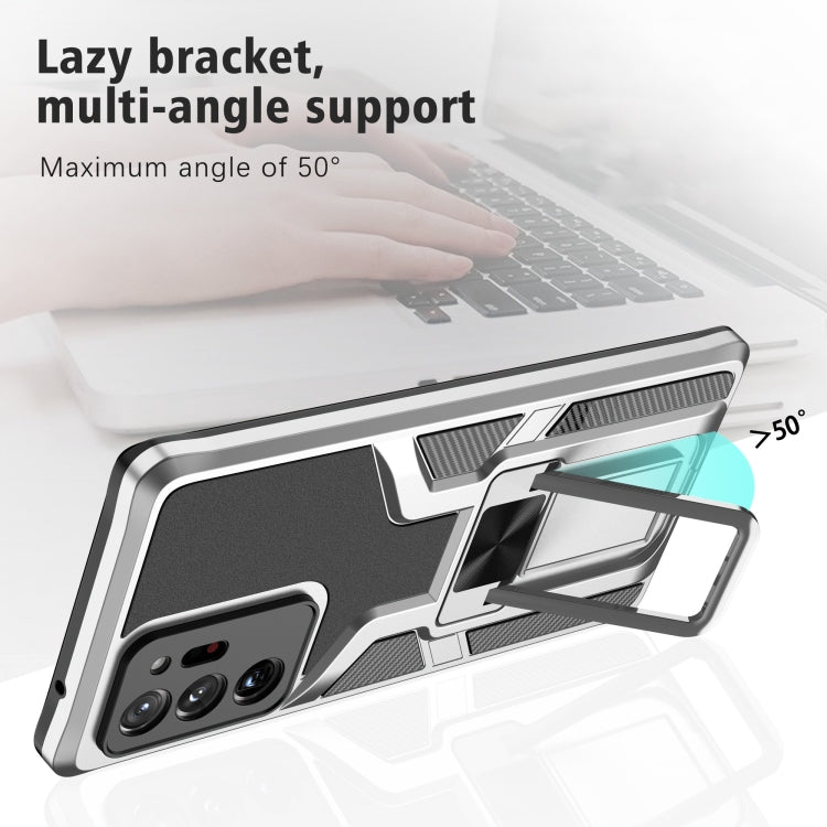 For Samsung Galaxy Note20 Ultra Armor 2 in 1 PC + TPU Magnetic Shockproof Case with Foldable Holder