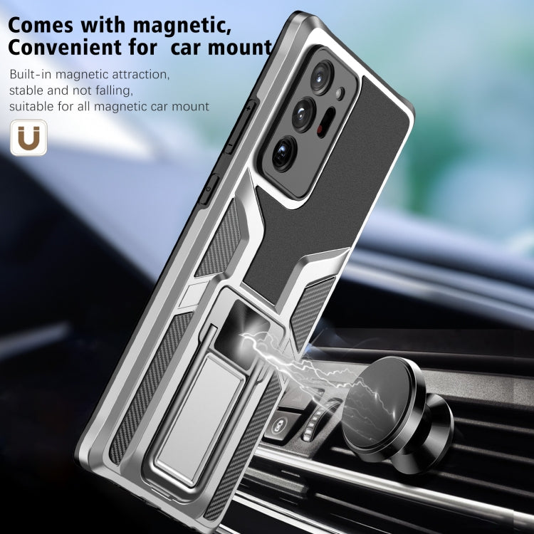 For Samsung Galaxy Note20 Ultra Armor 2 in 1 PC + TPU Magnetic Shockproof Case with Foldable Holder