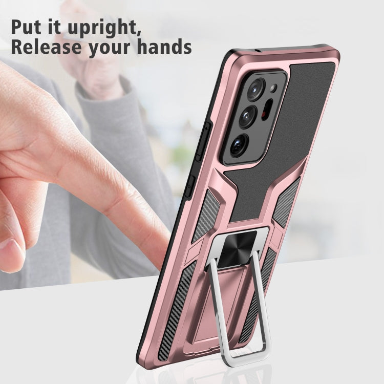 For Samsung Galaxy Note20 Ultra Armor 2 in 1 PC + TPU Magnetic Shockproof Case with Foldable Holder