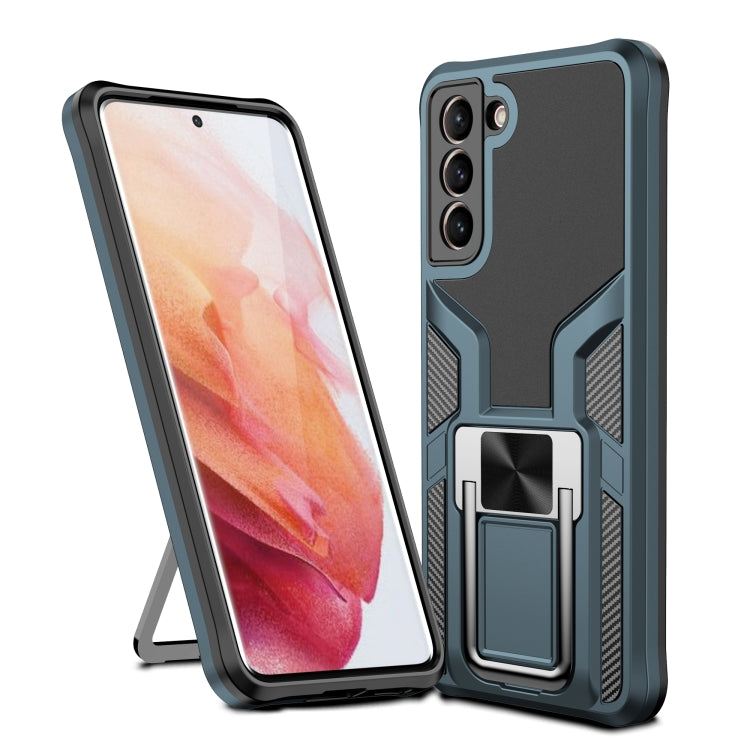 For Samsung Galaxy S21 5G Armor 2 in 1 PC + TPU Magnetic Shockproof Case with Foldable Holder