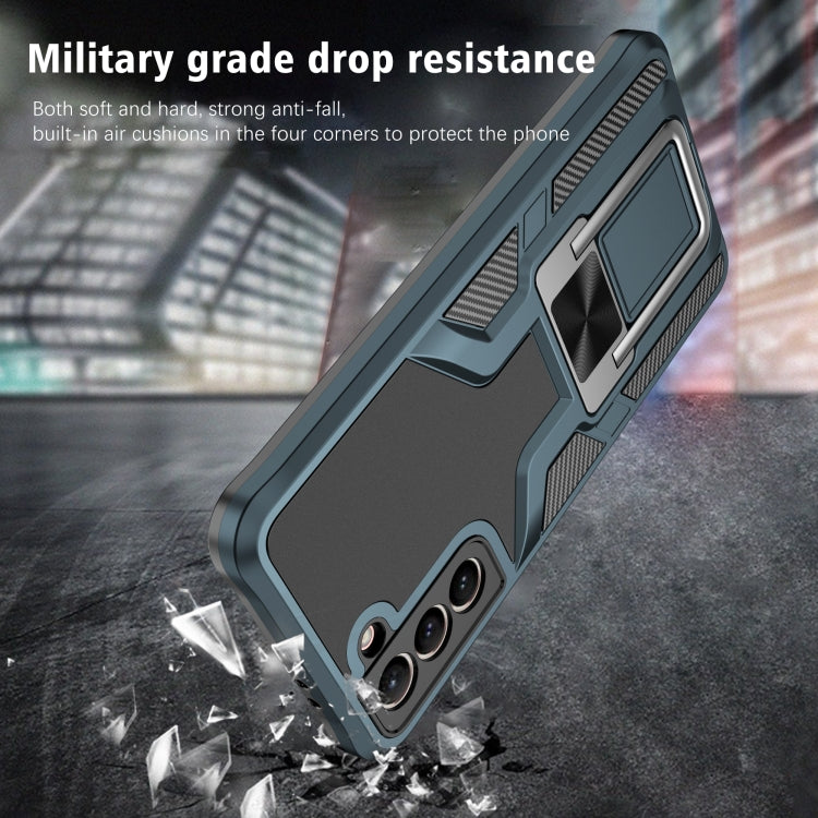 For Samsung Galaxy S21 5G Armor 2 in 1 PC + TPU Magnetic Shockproof Case with Foldable Holder