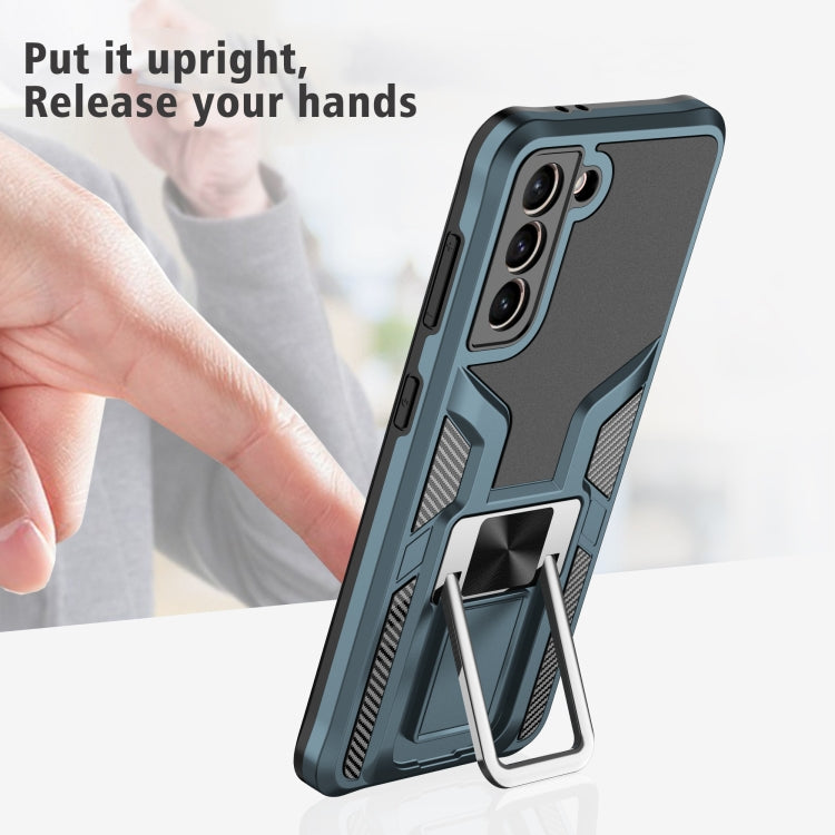 For Samsung Galaxy S21 5G Armor 2 in 1 PC + TPU Magnetic Shockproof Case with Foldable Holder
