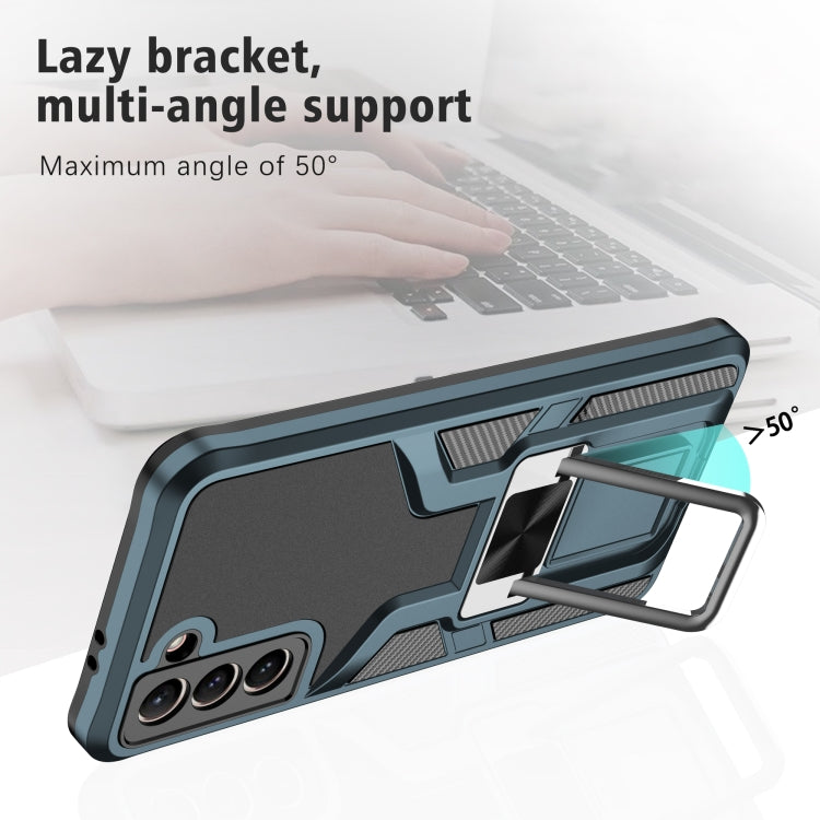 For Samsung Galaxy S21 5G Armor 2 in 1 PC + TPU Magnetic Shockproof Case with Foldable Holder