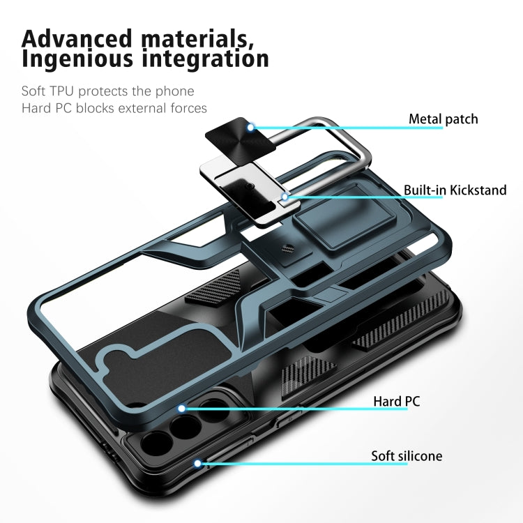 For Samsung Galaxy S21 5G Armor 2 in 1 PC + TPU Magnetic Shockproof Case with Foldable Holder