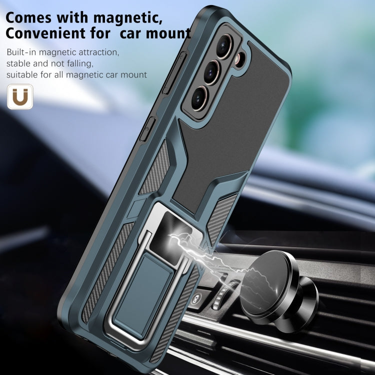 For Samsung Galaxy S21 5G Armor 2 in 1 PC + TPU Magnetic Shockproof Case with Foldable Holder