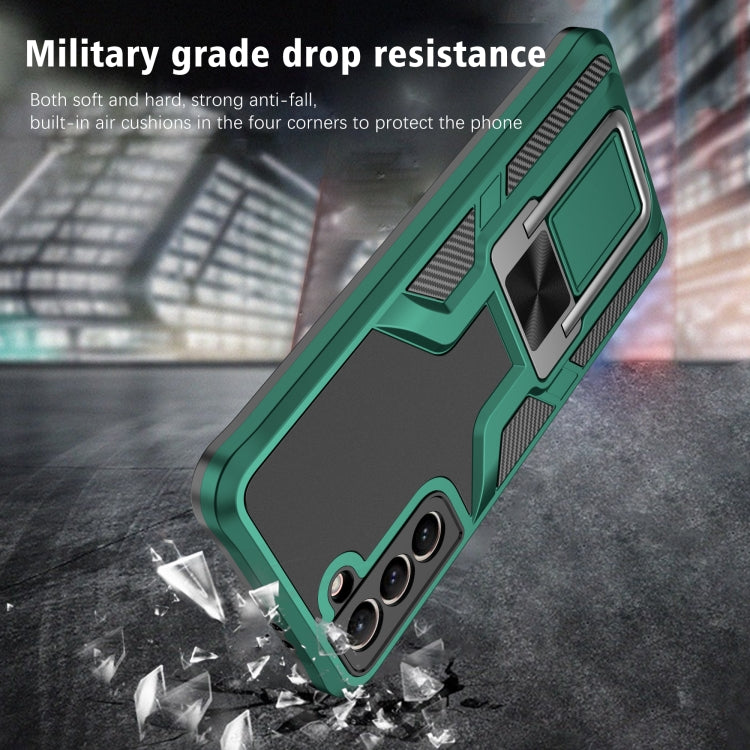 For Samsung Galaxy S21 5G Armor 2 in 1 PC + TPU Magnetic Shockproof Case with Foldable Holder