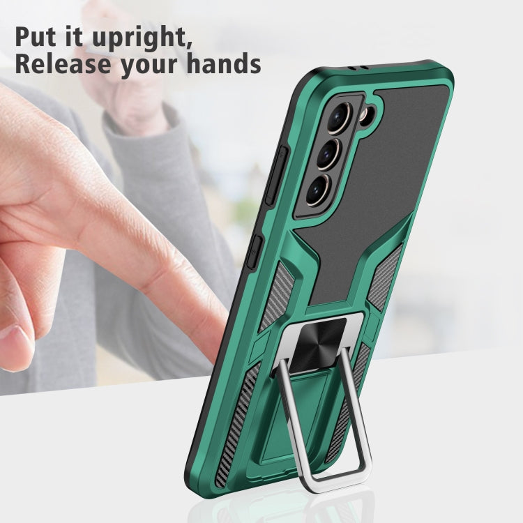 For Samsung Galaxy S21 5G Armor 2 in 1 PC + TPU Magnetic Shockproof Case with Foldable Holder