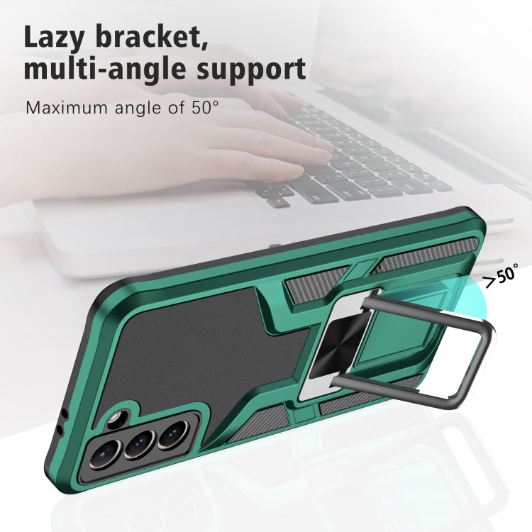 For Samsung Galaxy S21 5G Armor 2 in 1 PC + TPU Magnetic Shockproof Case with Foldable Holder