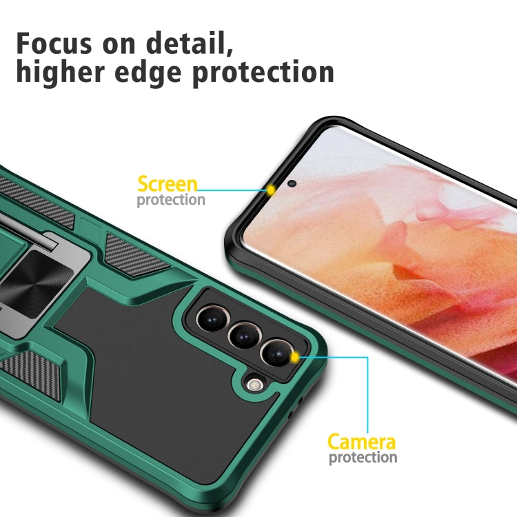 For Samsung Galaxy S21 5G Armor 2 in 1 PC + TPU Magnetic Shockproof Case with Foldable Holder