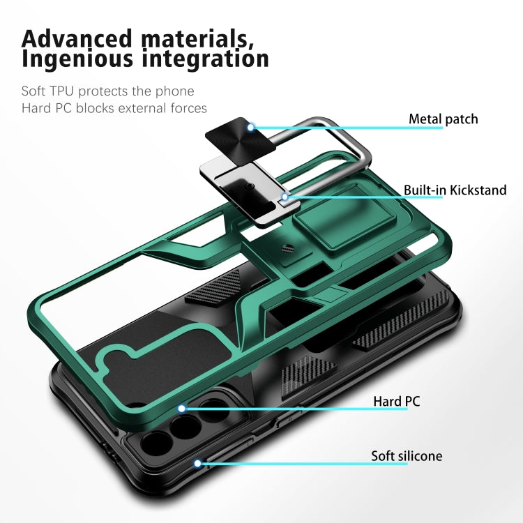For Samsung Galaxy S21 5G Armor 2 in 1 PC + TPU Magnetic Shockproof Case with Foldable Holder