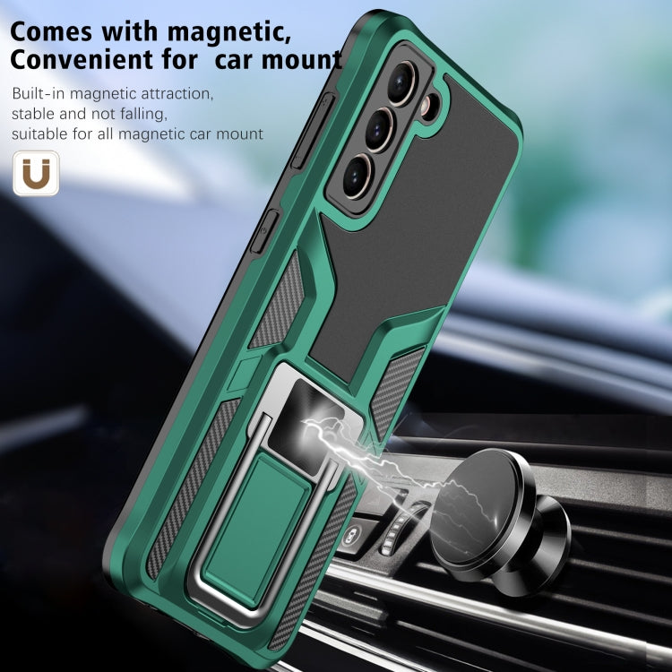 For Samsung Galaxy S21 5G Armor 2 in 1 PC + TPU Magnetic Shockproof Case with Foldable Holder